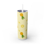 Tropical Pineapple Skinny Tumbler, Summer Drinkware, Eco-Friendly Travel Cup, Beach Essential, Fun Gift for Party Lovers