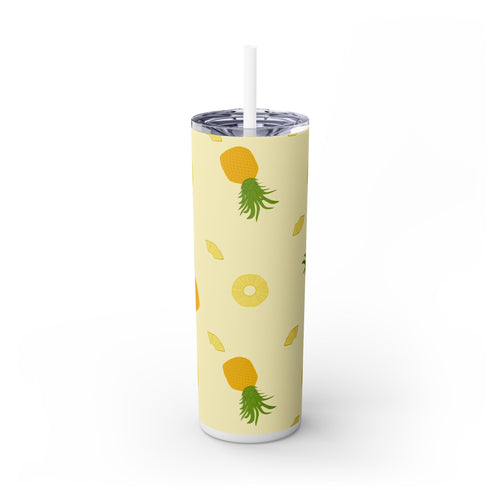 Tropical Pineapple Skinny Tumbler, Summer Drinkware, Eco-Friendly Travel Cup, Beach Essential, Fun Gift for Party Lovers