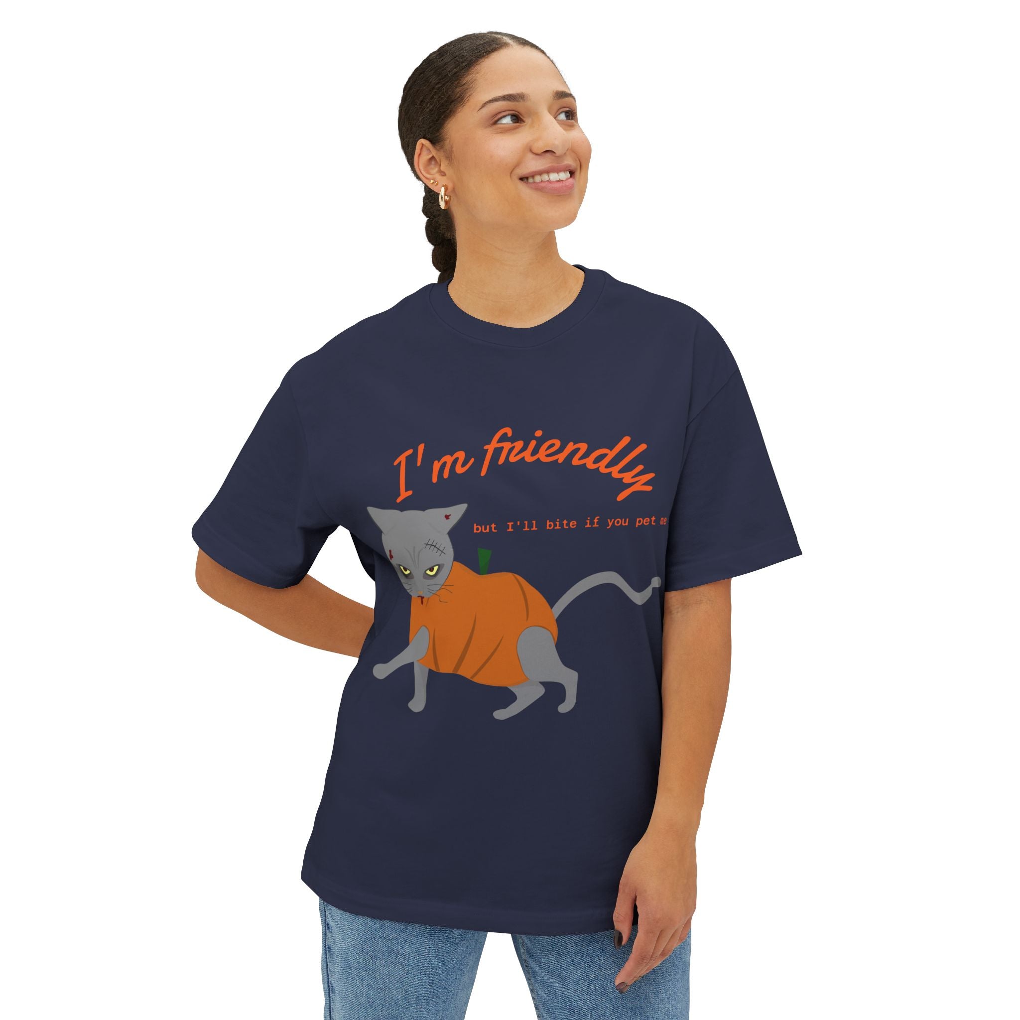 T-Shirt - CAT wearing the pumpkin Halloween Tee