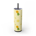 Tropical Pineapple Skinny Tumbler, Summer Drinkware, Eco-Friendly Travel Cup, Beach Essential, Fun Gift for Party Lovers
