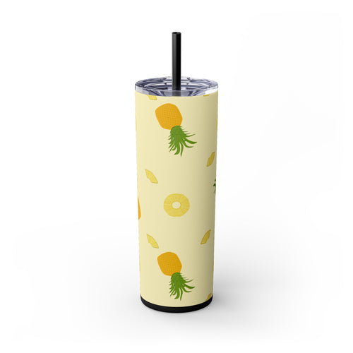 Tropical Pineapple Skinny Tumbler, Summer Drinkware, Eco-Friendly Travel Cup, Beach Essential, Fun Gift for Party Lovers