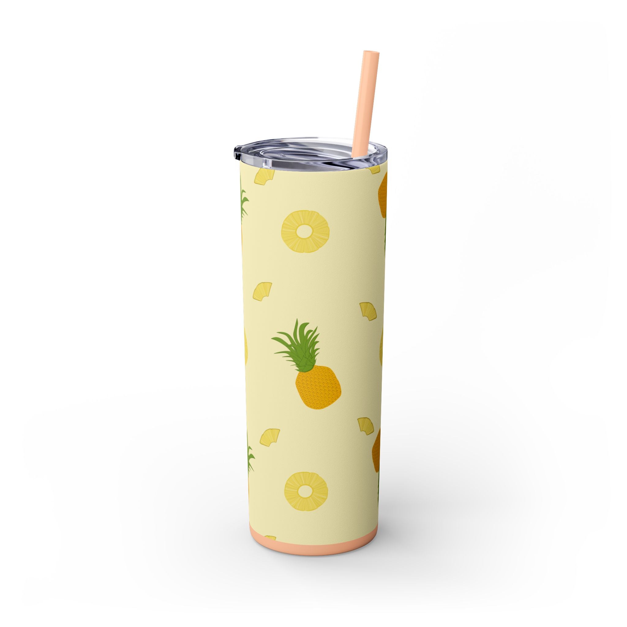 Tropical Pineapple Skinny Tumbler, Summer Drinkware, Eco-Friendly Travel Cup, Beach Essential, Fun Gift for Party Lovers
