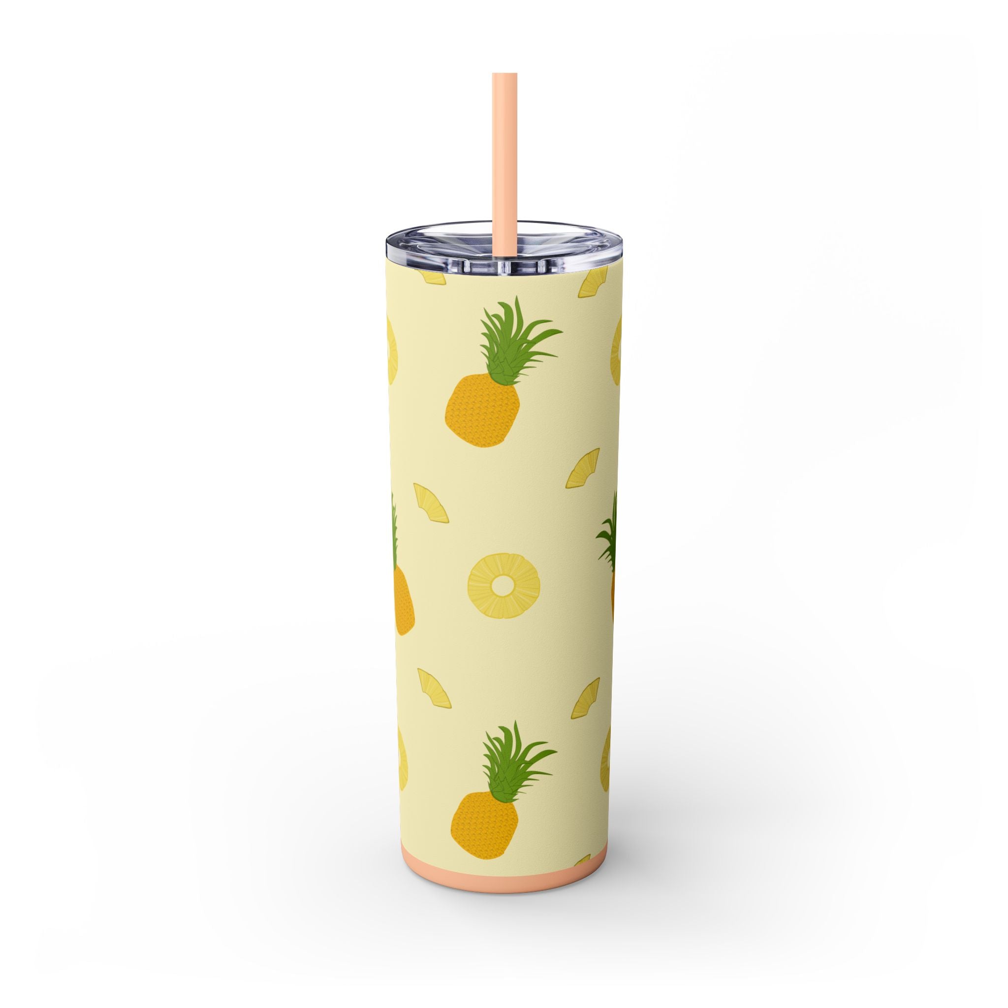 Tropical Pineapple Skinny Tumbler, Summer Drinkware, Eco-Friendly Travel Cup, Beach Essential, Fun Gift for Party Lovers