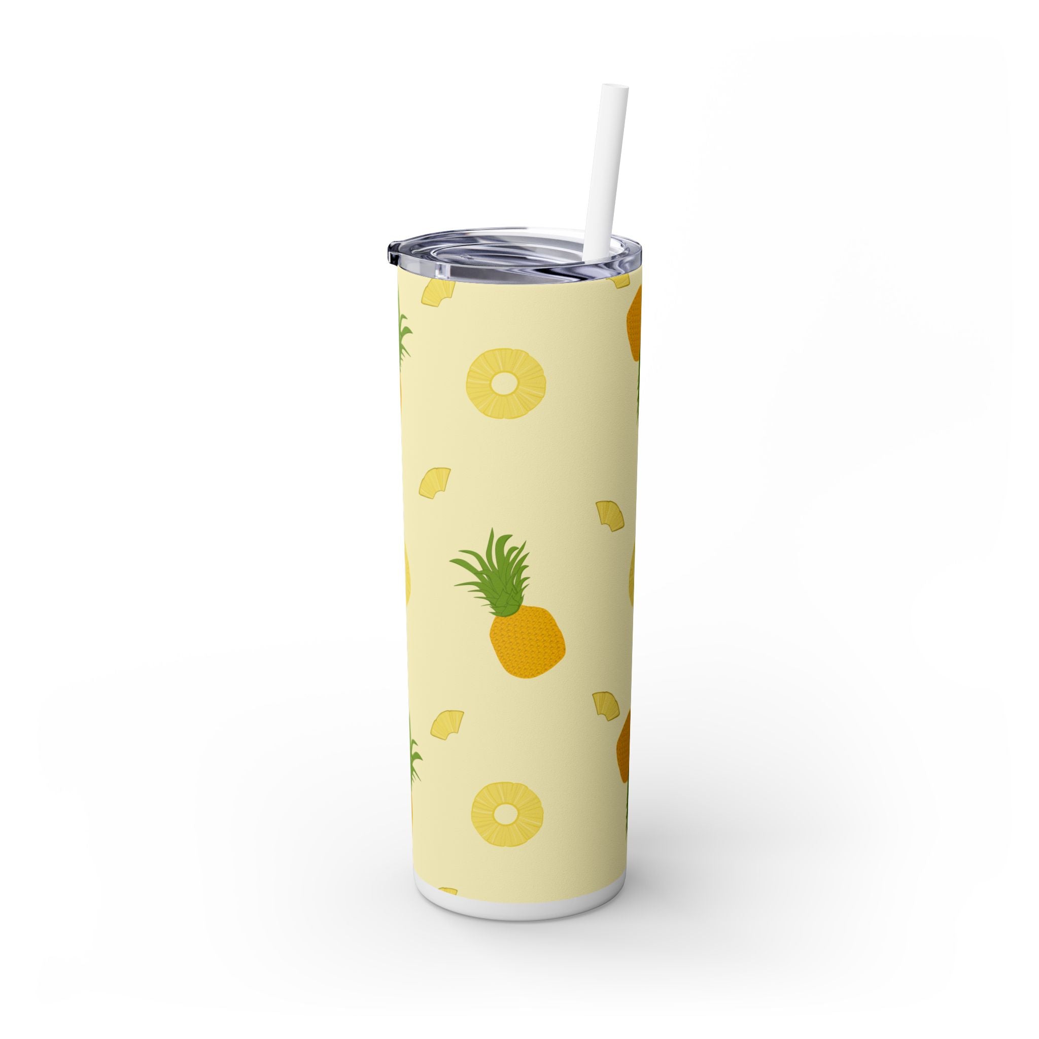 Tropical Pineapple Skinny Tumbler, Summer Drinkware, Eco-Friendly Travel Cup, Beach Essential, Fun Gift for Party Lovers