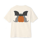 T-Shirt Scary Cat Head and Bat Design