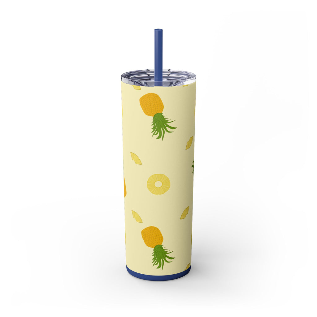 Tropical Pineapple Skinny Tumbler, Summer Drinkware, Eco-Friendly Travel Cup, Beach Essential, Fun Gift for Party Lovers