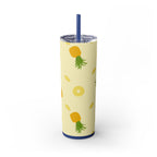 Tropical Pineapple Skinny Tumbler, Summer Drinkware, Eco-Friendly Travel Cup, Beach Essential, Fun Gift for Party Lovers
