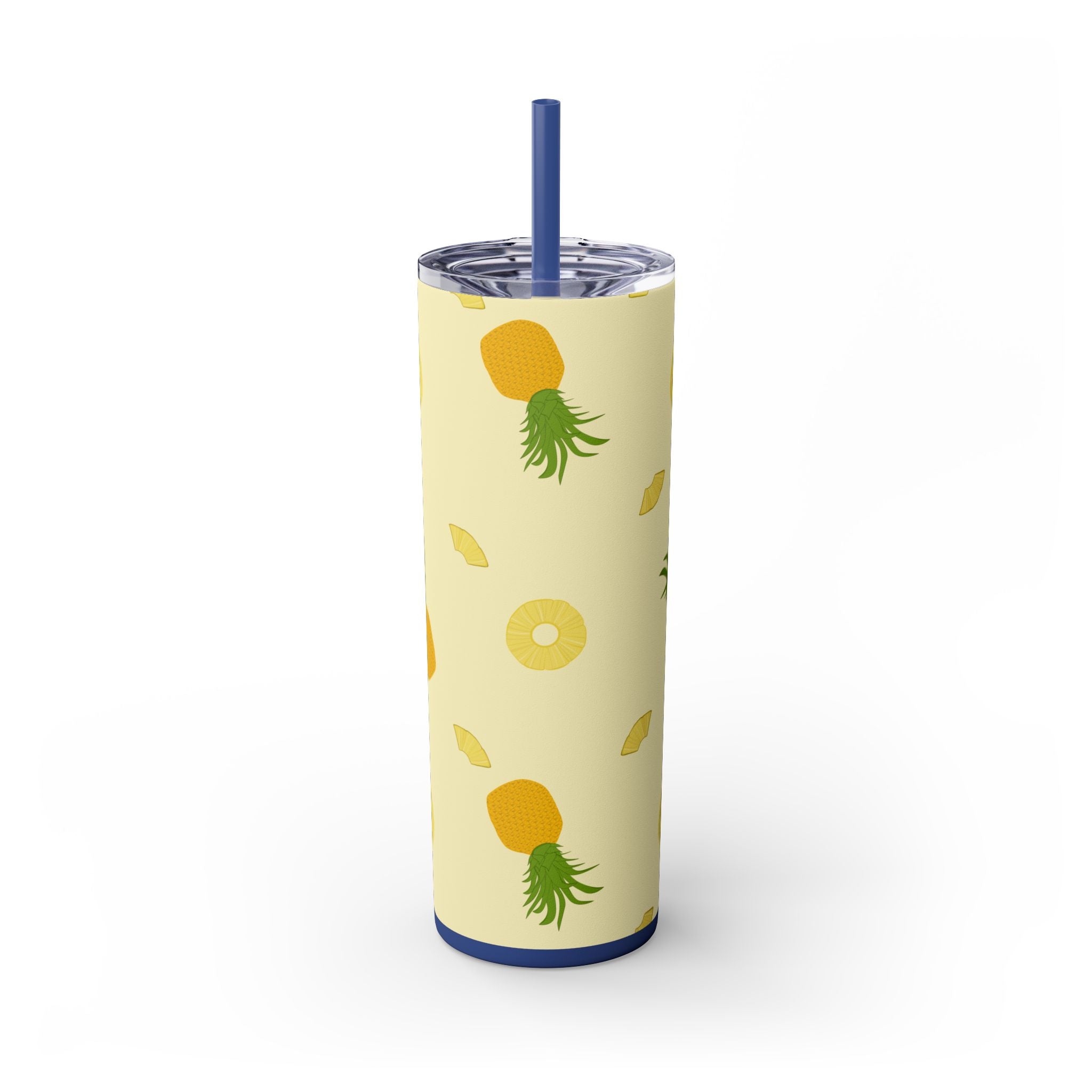 Tropical Pineapple Skinny Tumbler, Summer Drinkware, Eco-Friendly Travel Cup, Beach Essential, Fun Gift for Party Lovers