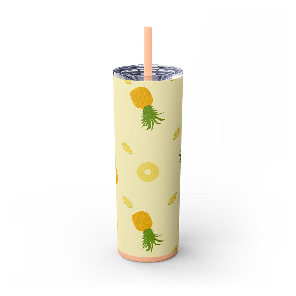 Tropical Pineapple Skinny Tumbler, Summer Drinkware, Eco-Friendly Travel Cup, Beach Essential, Fun Gift for Party Lovers