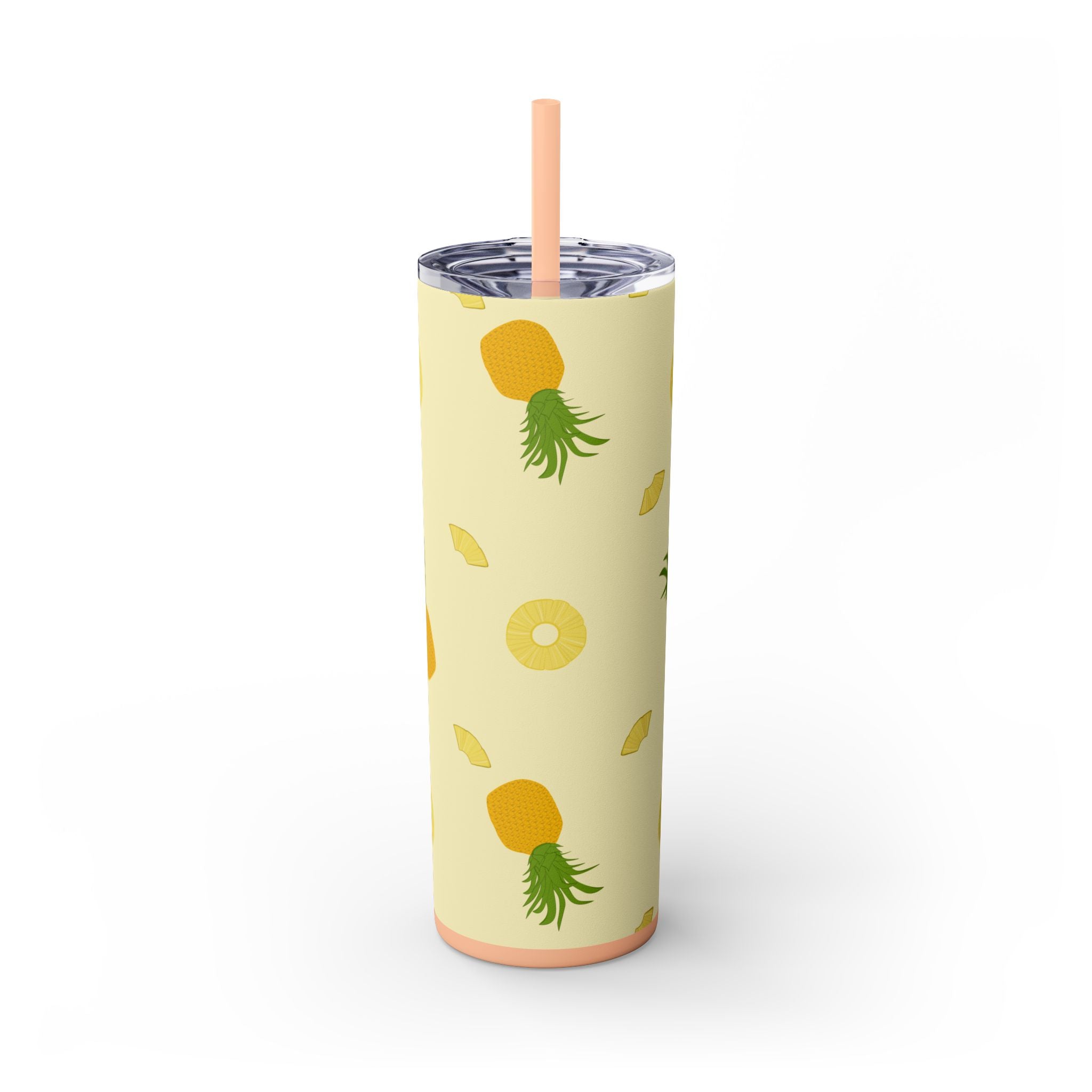 Tropical Pineapple Skinny Tumbler, Summer Drinkware, Eco-Friendly Travel Cup, Beach Essential, Fun Gift for Party Lovers