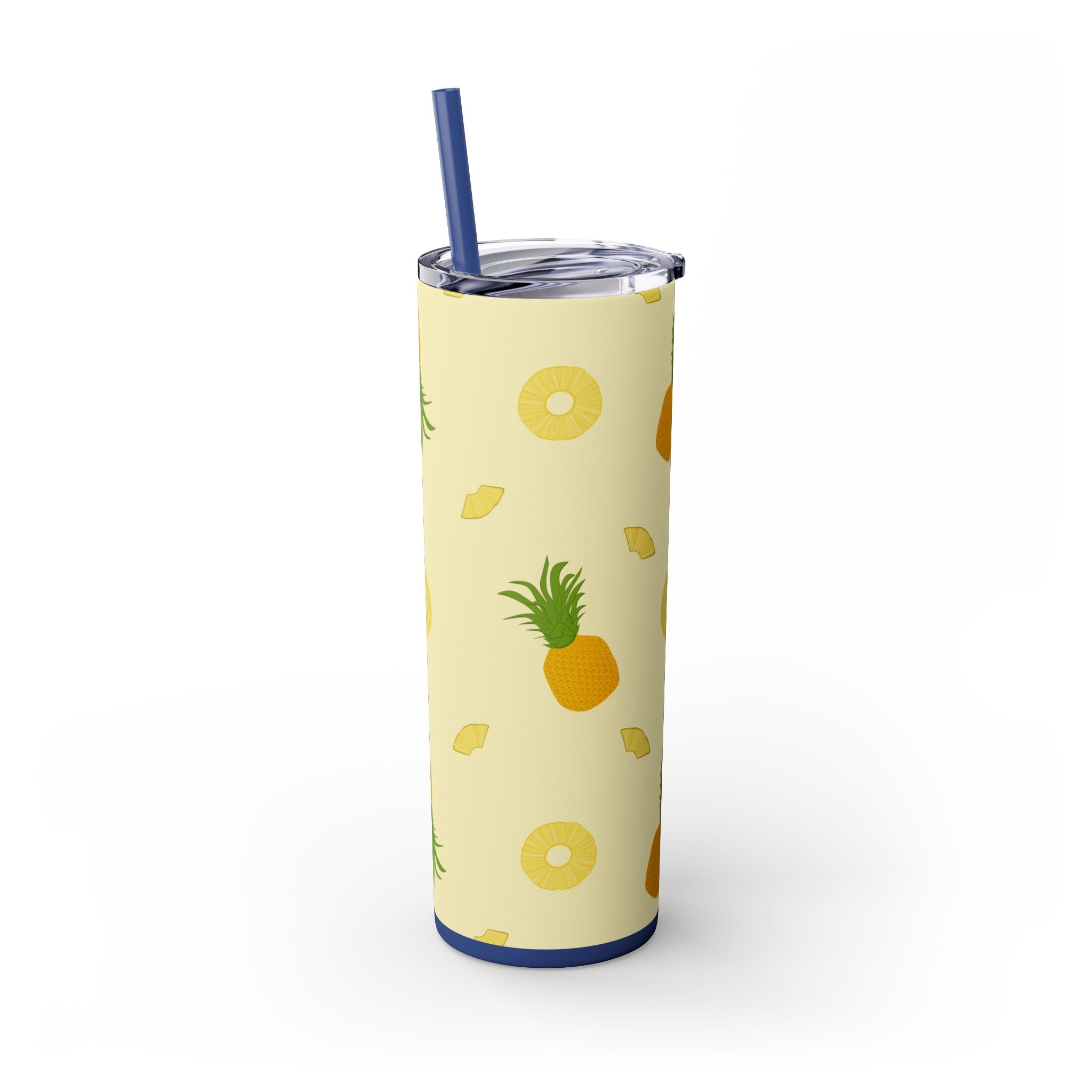 Tropical Pineapple Skinny Tumbler, Summer Drinkware, Eco-Friendly Travel Cup, Beach Essential, Fun Gift for Party Lovers