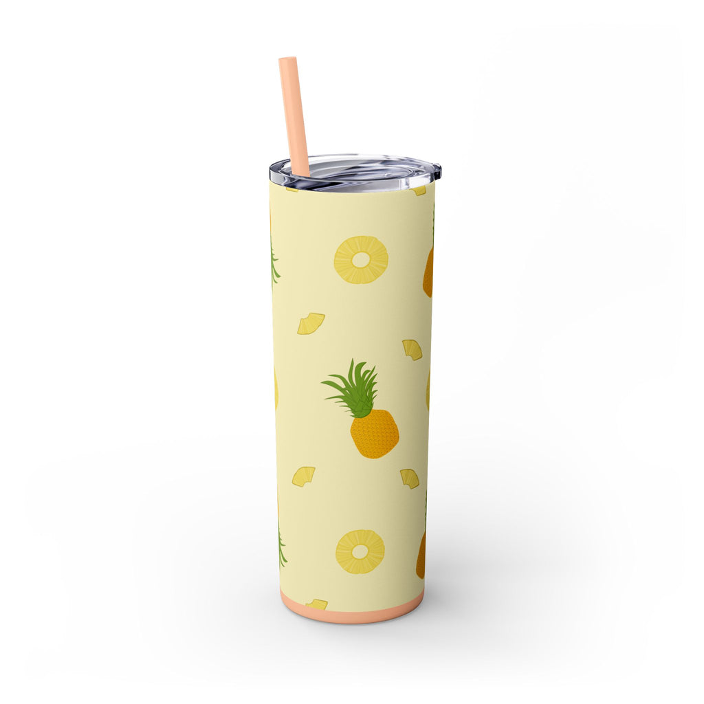 Tropical Pineapple Skinny Tumbler, Summer Drinkware, Eco-Friendly Travel Cup, Beach Essential, Fun Gift for Party Lovers