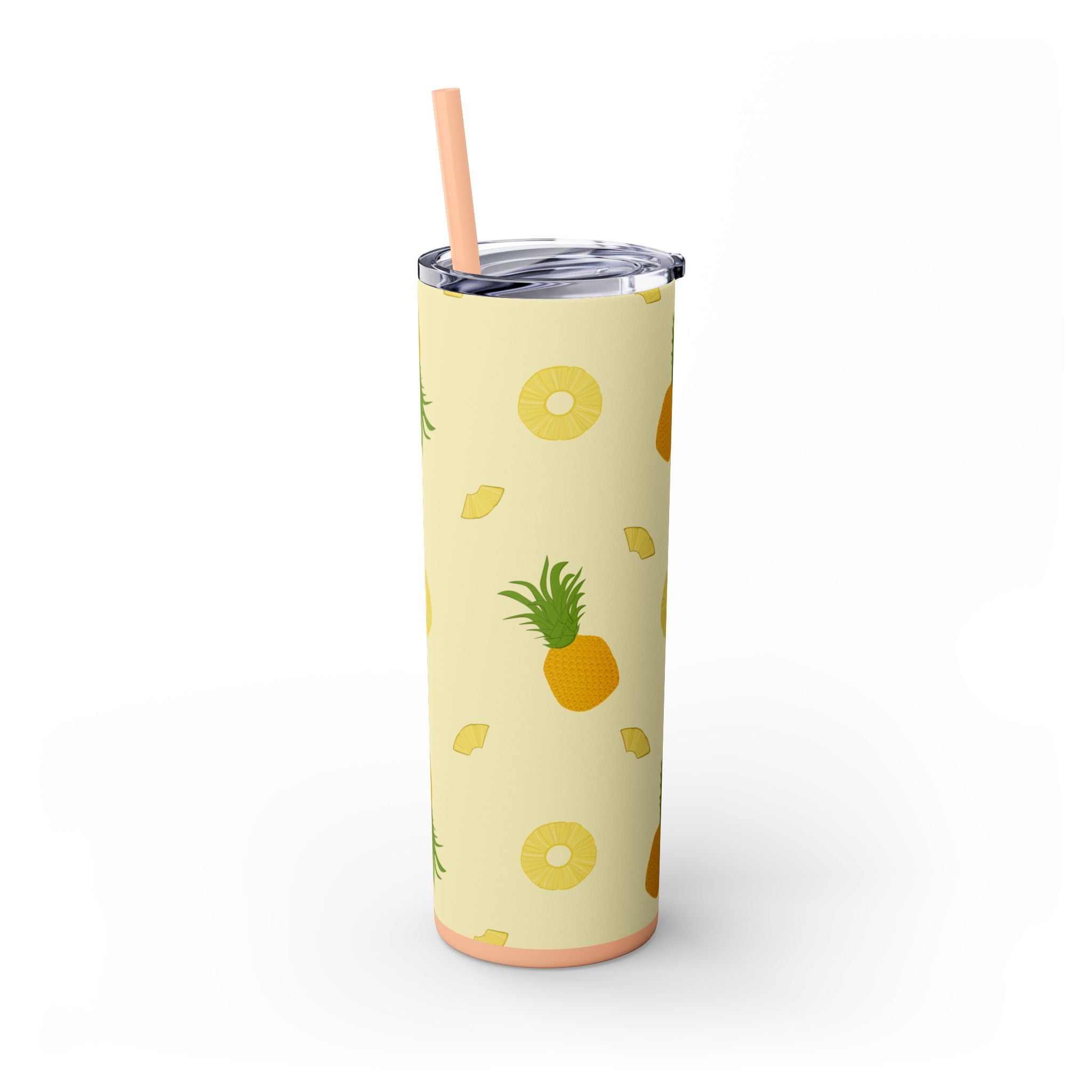 Tropical Pineapple Skinny Tumbler, Summer Drinkware, Eco-Friendly Travel Cup, Beach Essential, Fun Gift for Party Lovers
