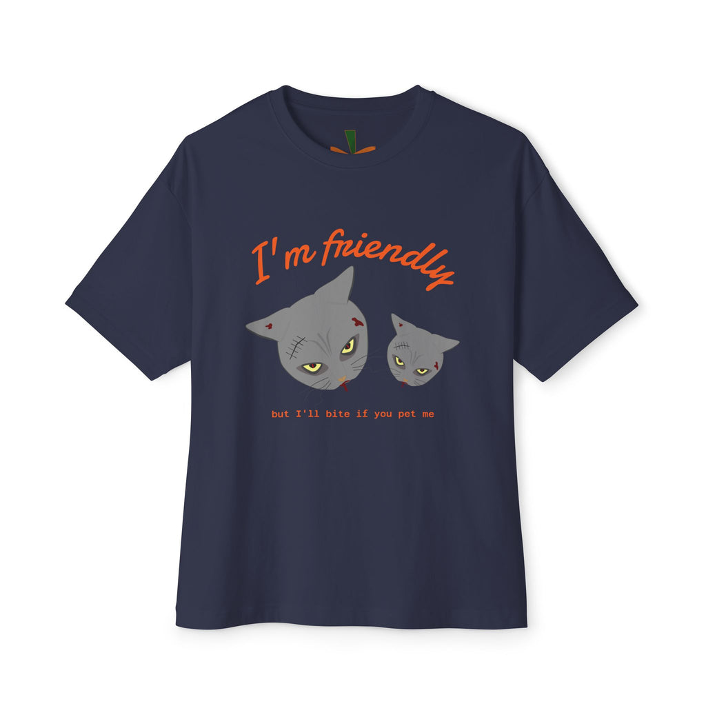 T-Shirt Scary Cat Head and Bat Design