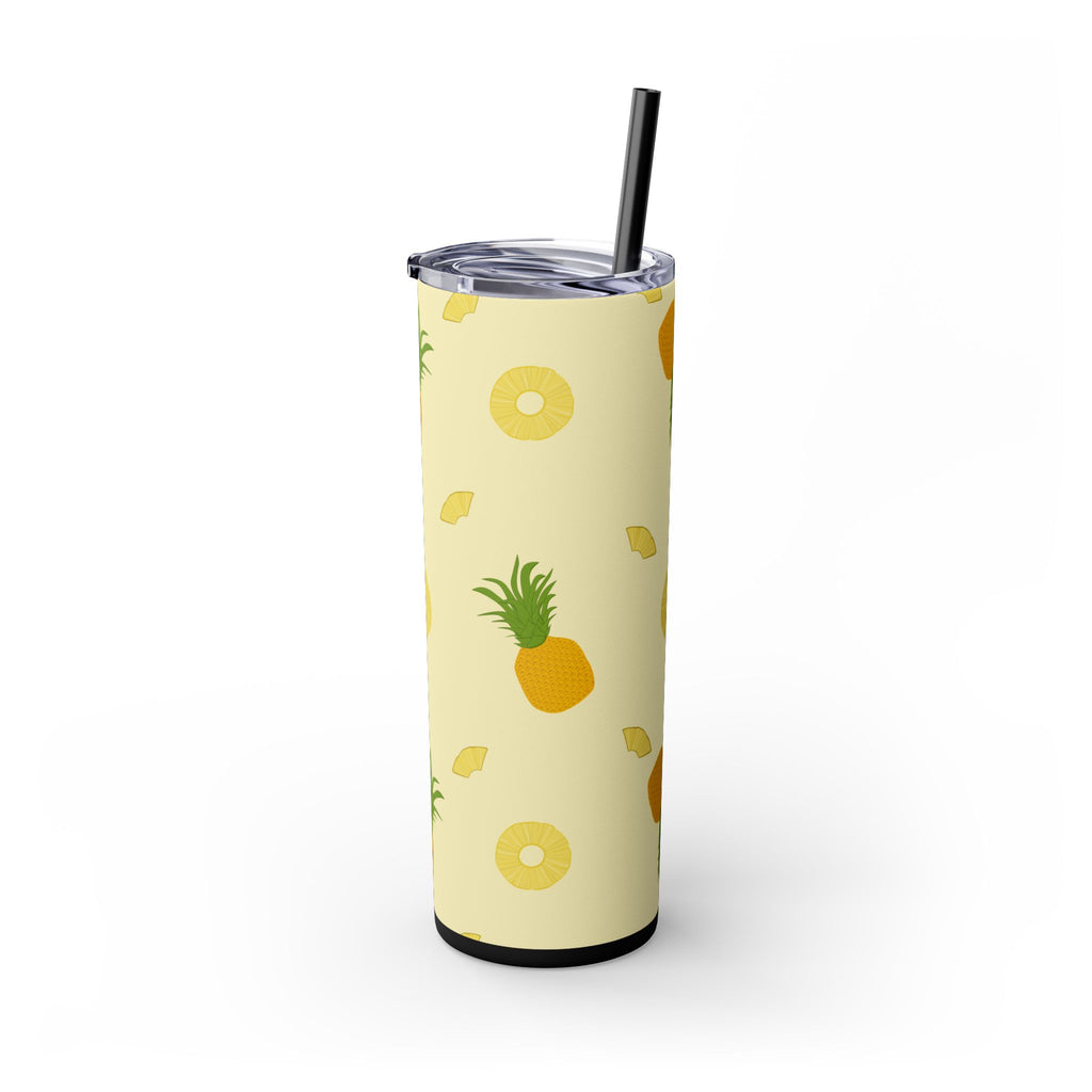 Tropical Pineapple Skinny Tumbler, Summer Drinkware, Eco-Friendly Travel Cup, Beach Essential, Fun Gift for Party Lovers