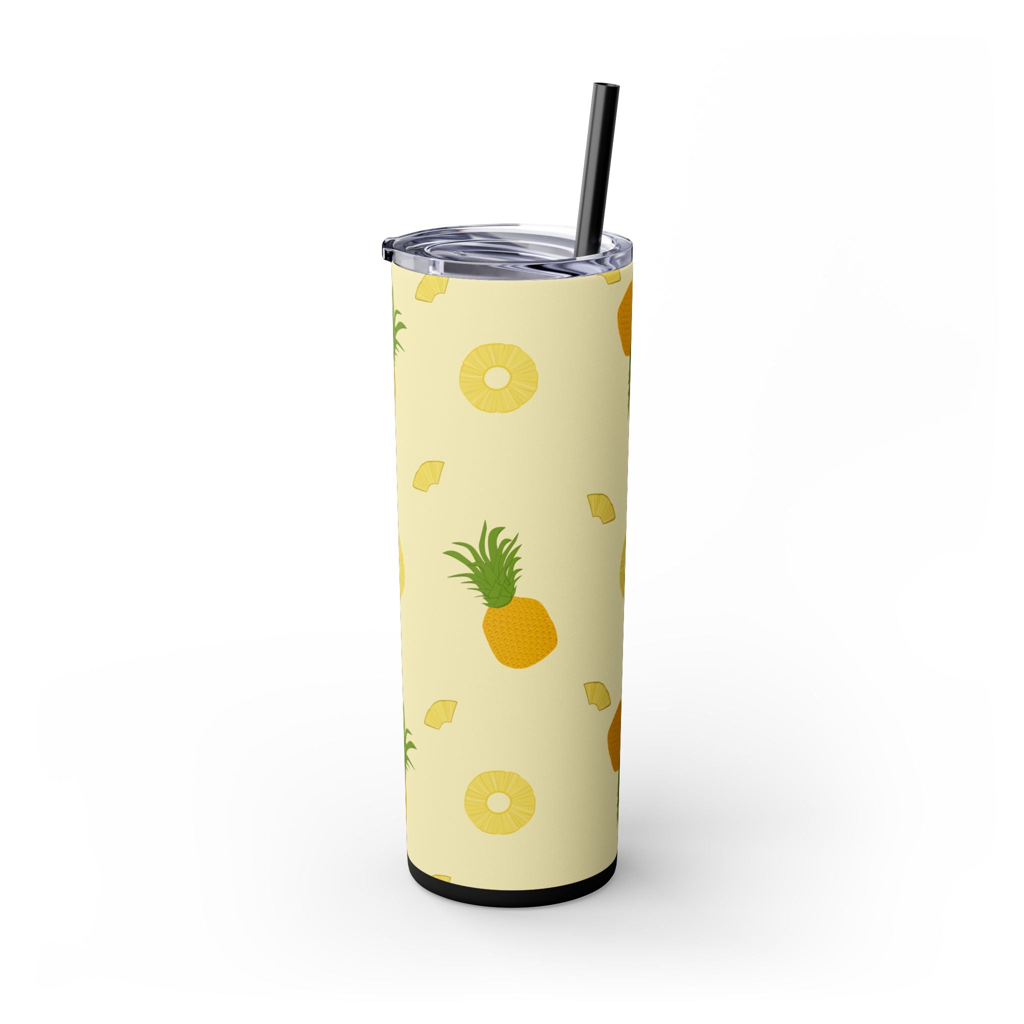Tropical Pineapple Skinny Tumbler, Summer Drinkware, Eco-Friendly Travel Cup, Beach Essential, Fun Gift for Party Lovers