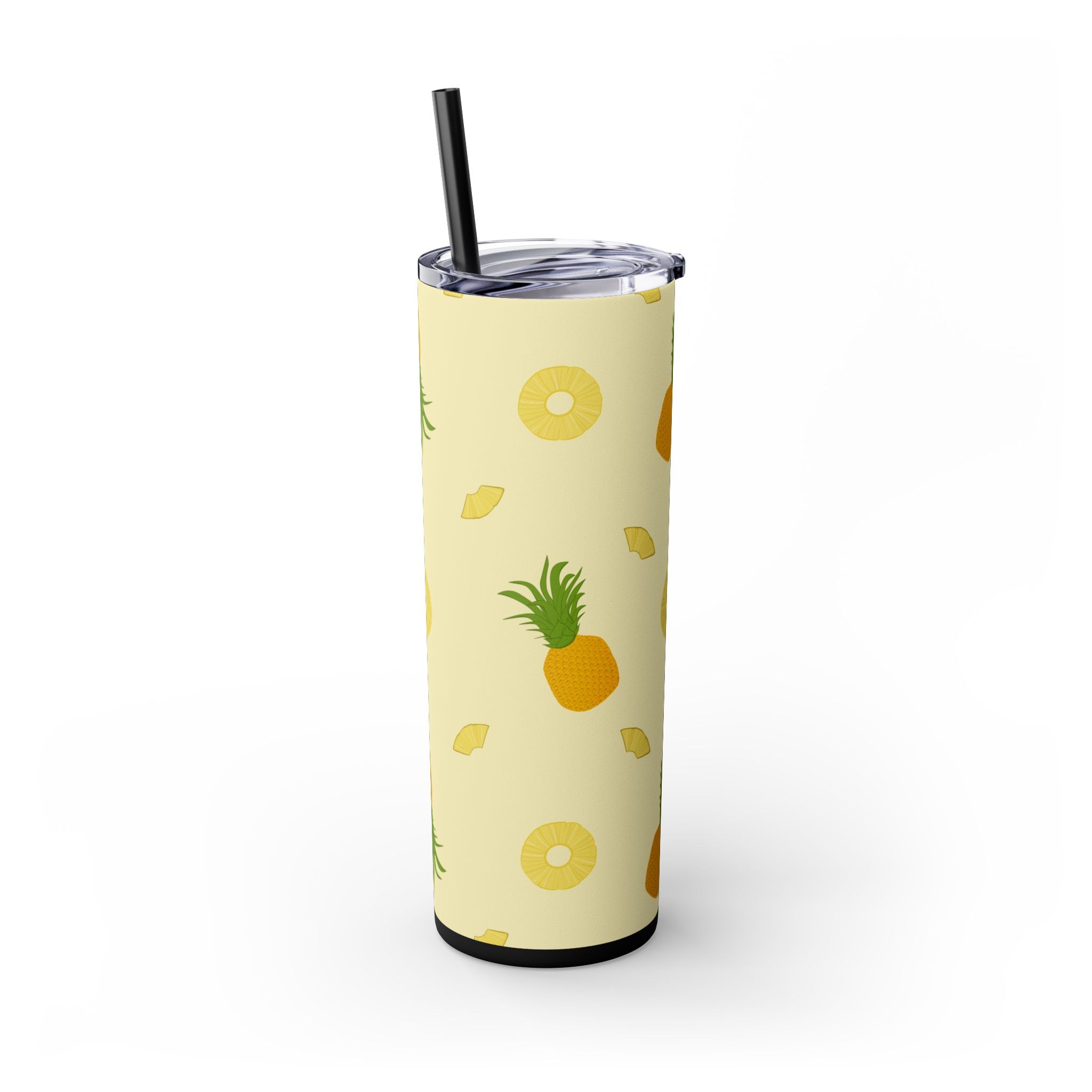 Tropical Pineapple Skinny Tumbler, Summer Drinkware, Eco-Friendly Travel Cup, Beach Essential, Fun Gift for Party Lovers