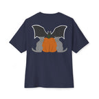 T-Shirt Scary Cat Head and Bat Design