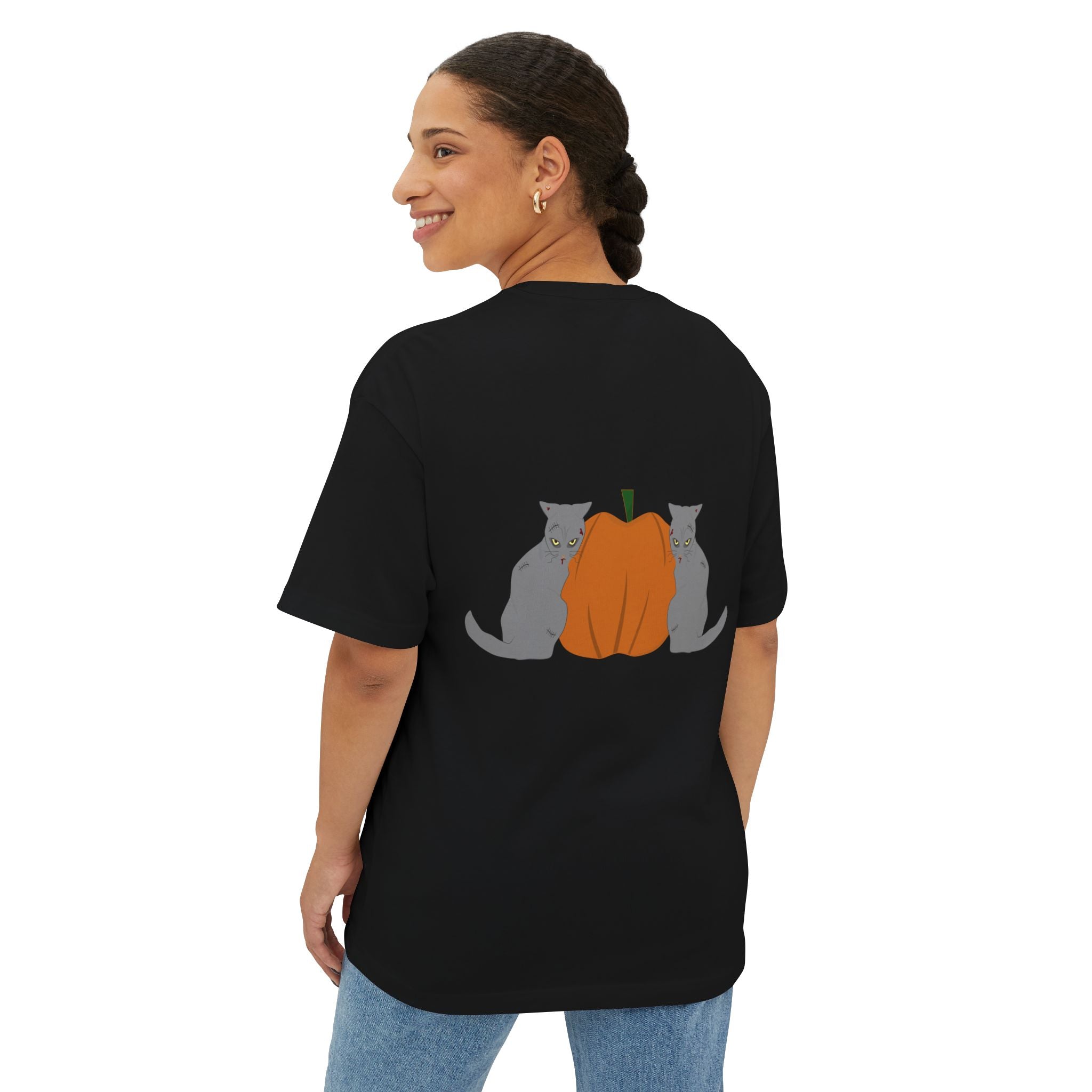 T-Shirt - CAT wearing the pumpkin Halloween Tee