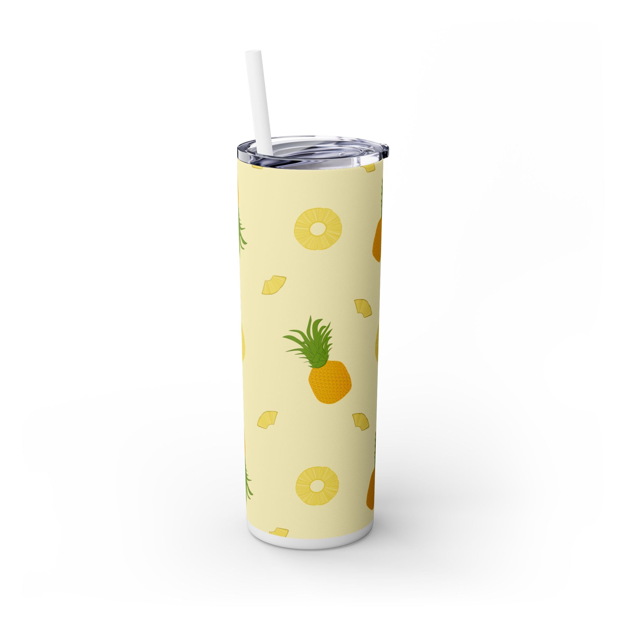 Tropical Pineapple Skinny Tumbler, Summer Drinkware, Eco-Friendly Travel Cup, Beach Essential, Fun Gift for Party Lovers