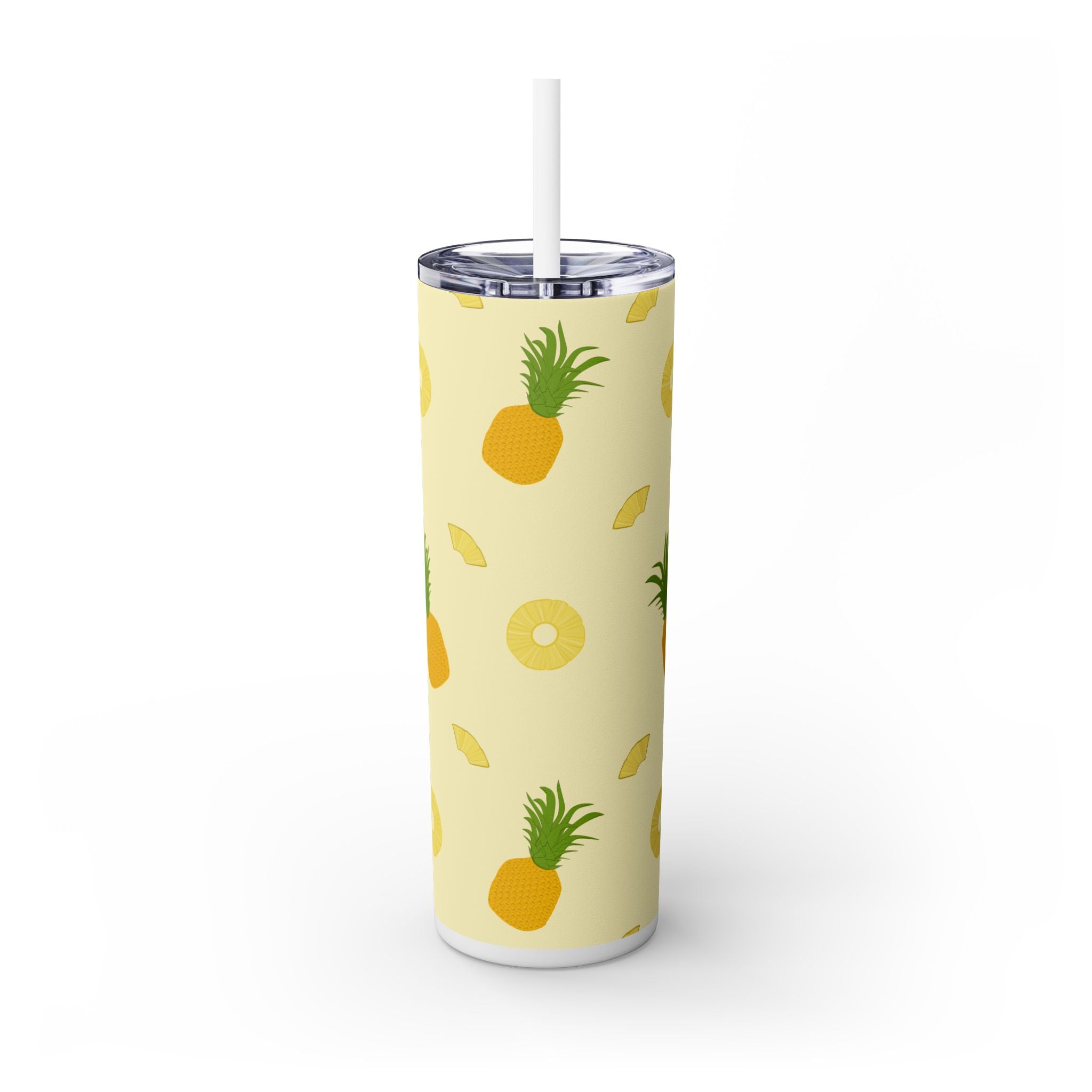 Tropical Pineapple Skinny Tumbler, Summer Drinkware, Eco-Friendly Travel Cup, Beach Essential, Fun Gift for Party Lovers