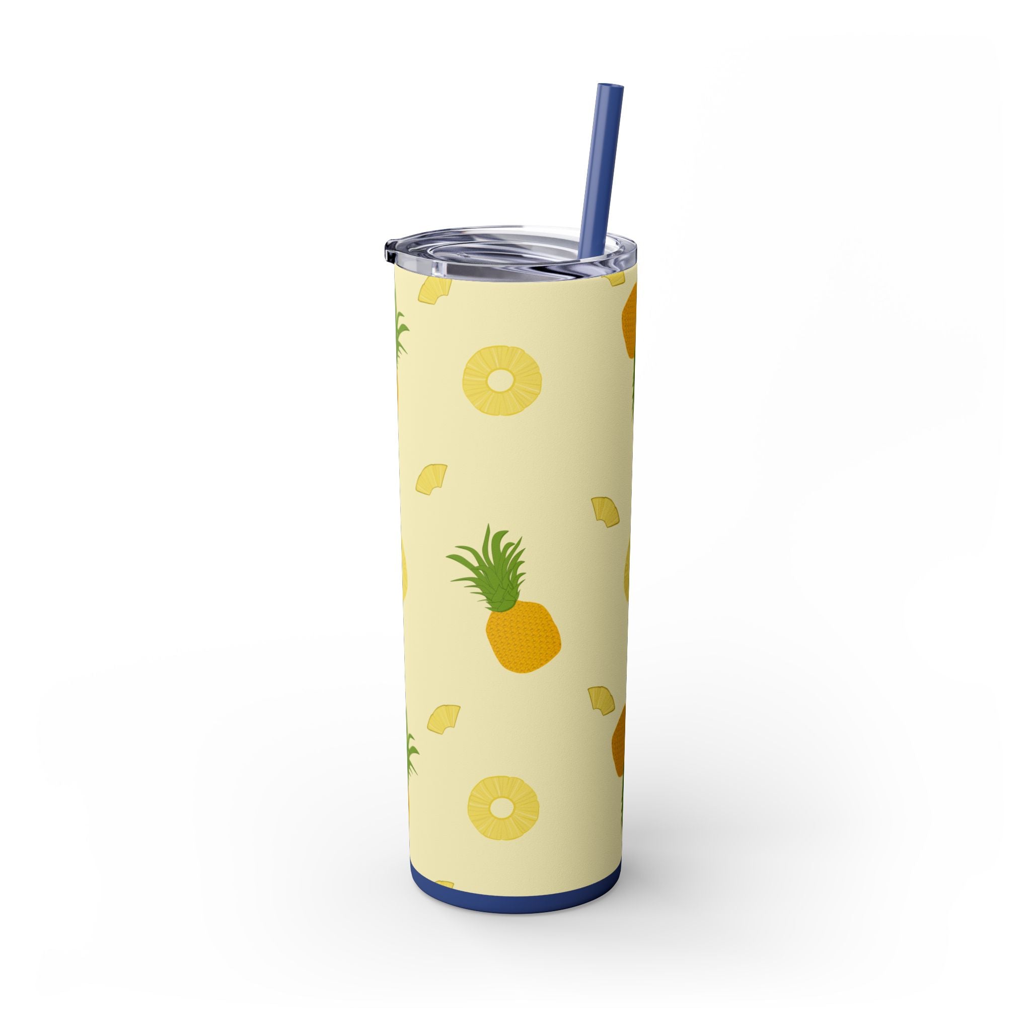 Tropical Pineapple Skinny Tumbler, Summer Drinkware, Eco-Friendly Travel Cup, Beach Essential, Fun Gift for Party Lovers