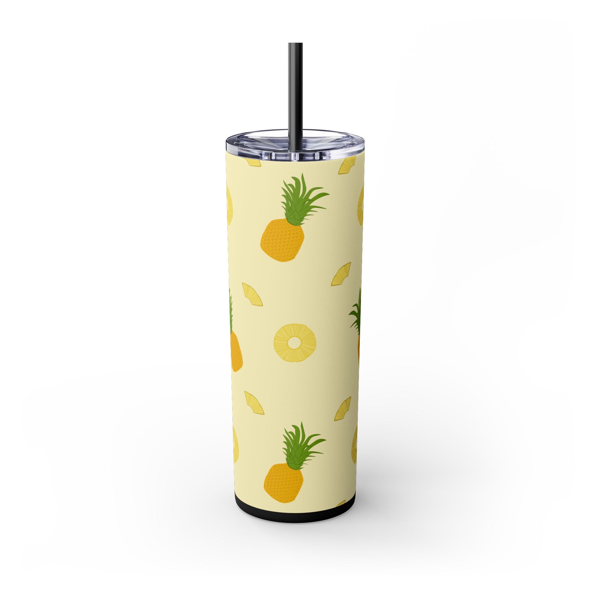 Tropical Pineapple Skinny Tumbler, Summer Drinkware, Eco-Friendly Travel Cup, Beach Essential, Fun Gift for Party Lovers